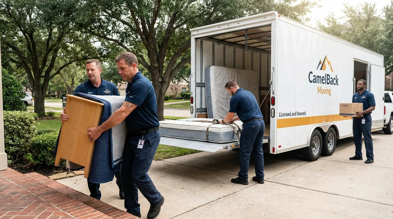 Crew loading residential truck for cross-state move from Newton Falls, OH