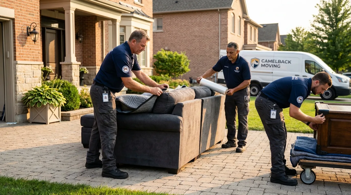 Large estate moving crew wrapping furniture in Newton Falls, OH